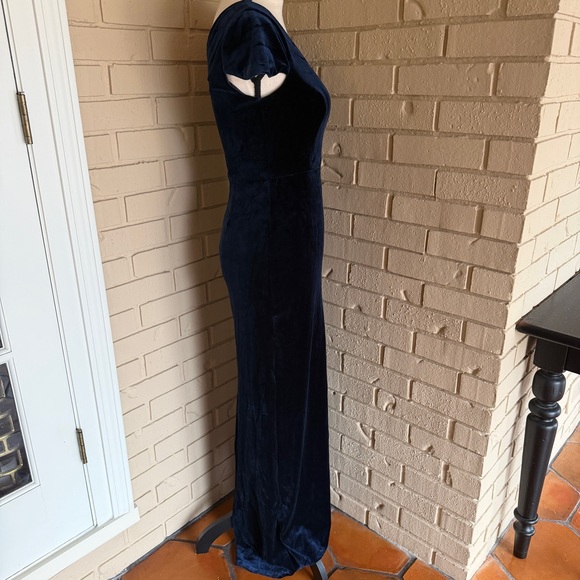 Lulus Feeling Flawless Navy Blue Velvet V-Neck Maxi Dress Formal Cocktail XS - Picture 4 of 11